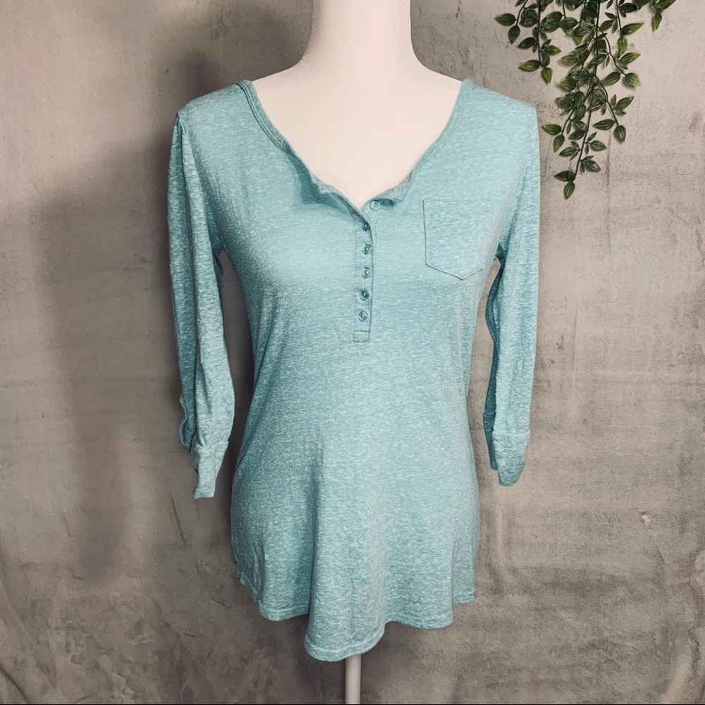 No Boundaries | Aqua Quarter Sleeve Shirt